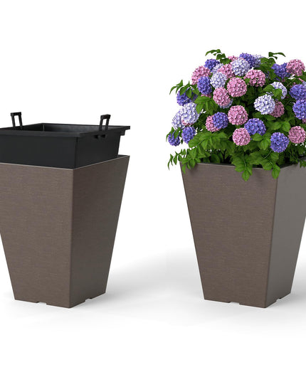 Giantex Square Taper Planter Set of 2 for Porch Balcony