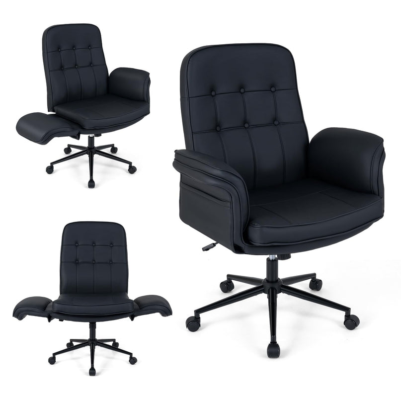 Chaise Giantex Croisée avec Accoudoirs et Roulettes pour Chambre à Coucher