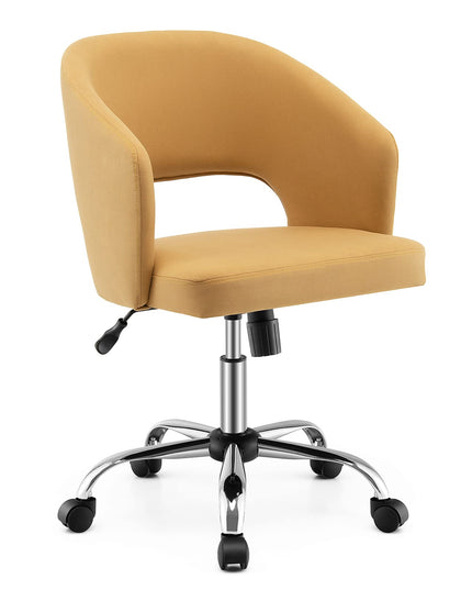 Giantex Home Office Desk Chair, Mid Back Swivel Chair with Hollow Design & Height Adjustable (Yellow)