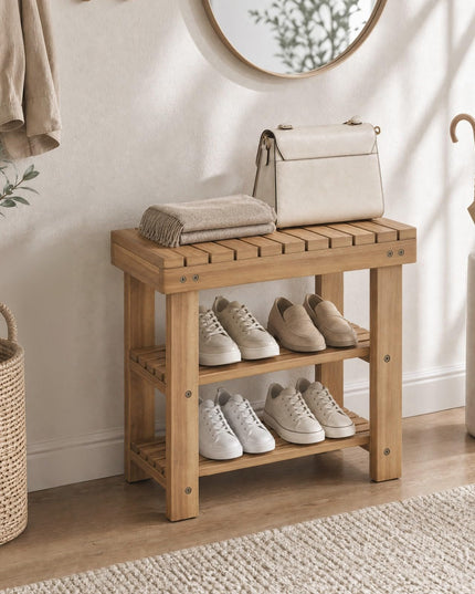 GIANTEX 3-Tier Wooden Shoe Rack Bench