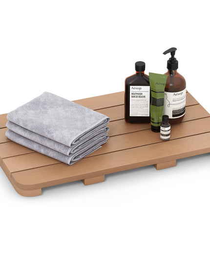 Giantex Waterproof Bath Mat, Shower Mat for Bathroom Inside, Outdoor HIPS Floor Mat with Non Foot Pads