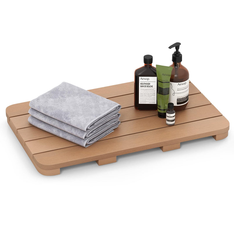 Giantex Waterproof Bath Mat, Shower Mat for Bathroom Inside, Outdoor HIPS Floor Mat with Non Foot Pads