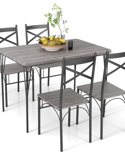 Giantex 5-Piece Dining Table Set, Modern Rectangular Dining Table & 4 Dining Chairs Set with Metal Frame