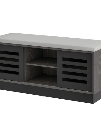 Giantex Entryway Shoe Storage Bench - Shoe Rack w/Seat Cushion & 6 Storage Compartments