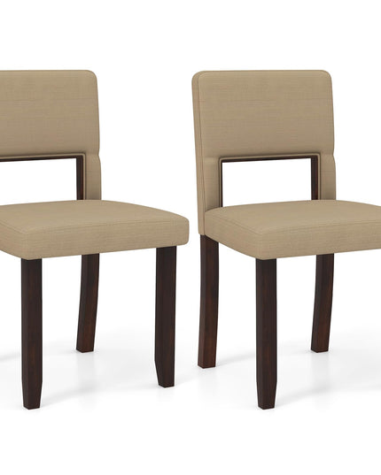 Giantex Wooden Dining Chairs Set of 2/4, Linen Fabric Upholstered Kitchen Chairs w/Rubber Wood Frame