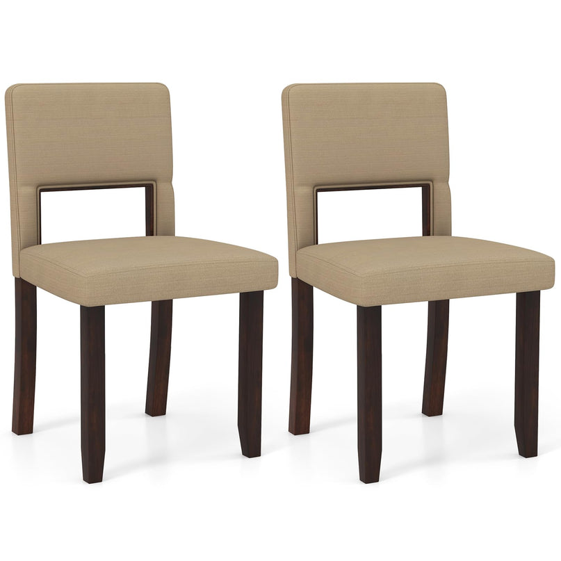 Giantex Wooden Dining Chairs Set of 2/4, Linen Fabric Upholstered Kitchen Chairs w/Rubber Wood Frame