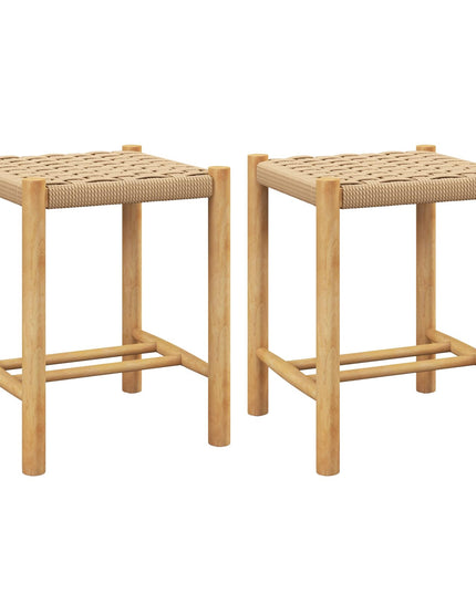 Giantex Wood Stools Set of 2, 18" Tall Boho Backless Stool Chairs with Rubber Wood Legs