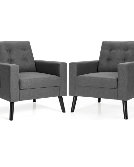 Giantex Modern Accent Chair, Mid-Century Upholstered Armchair Club Chair