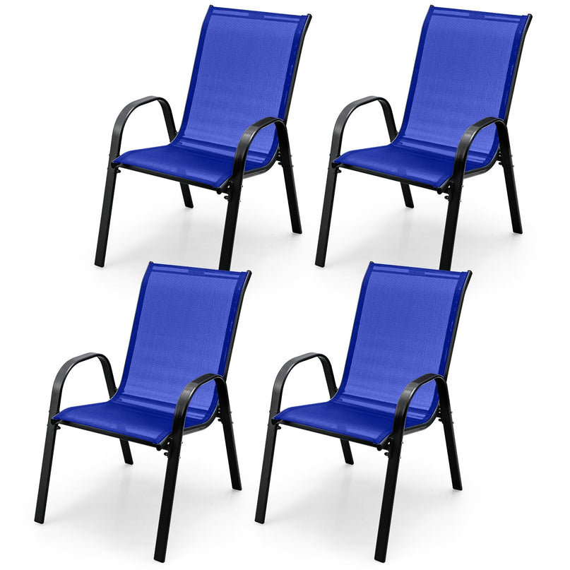 Giantex Set of 4 Patio Chairs, Stackable Outdoor Dining Chairs