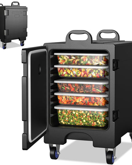 Giantex Insulated Food Pan Carrier with Wheels, 81 Quart Stackable Food Container for 5 Full Size Pans