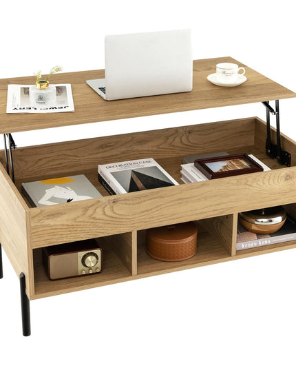 Giantex Lift Top Coffee Table - Living Room Center Table with Lifting Tabletop, Natural