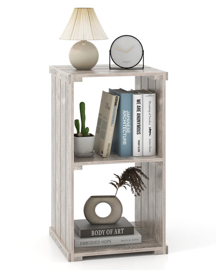 Giantex 2-Cube Bookcase Set of 1/2, 3-Tier Paulownia Wood Cubic Organizer w/Open Back