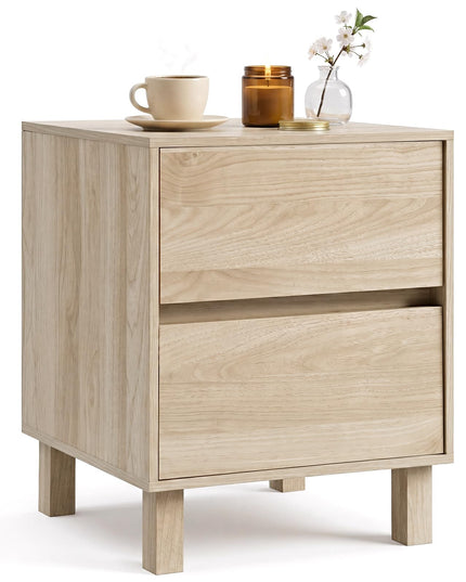 Giantex Wood Night Stand w/2 Storage Drawers & Anti-Tipping Device (1/2)