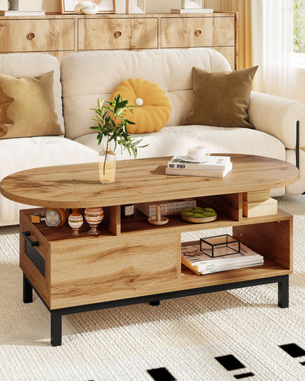 Giantex 47" Oval Coffee Table with Storage Compartments Drawer & 5 Support Legs