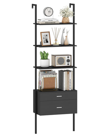 Giantex 6 Tier Ladder Bookcase with 2 Drawers for Living Room