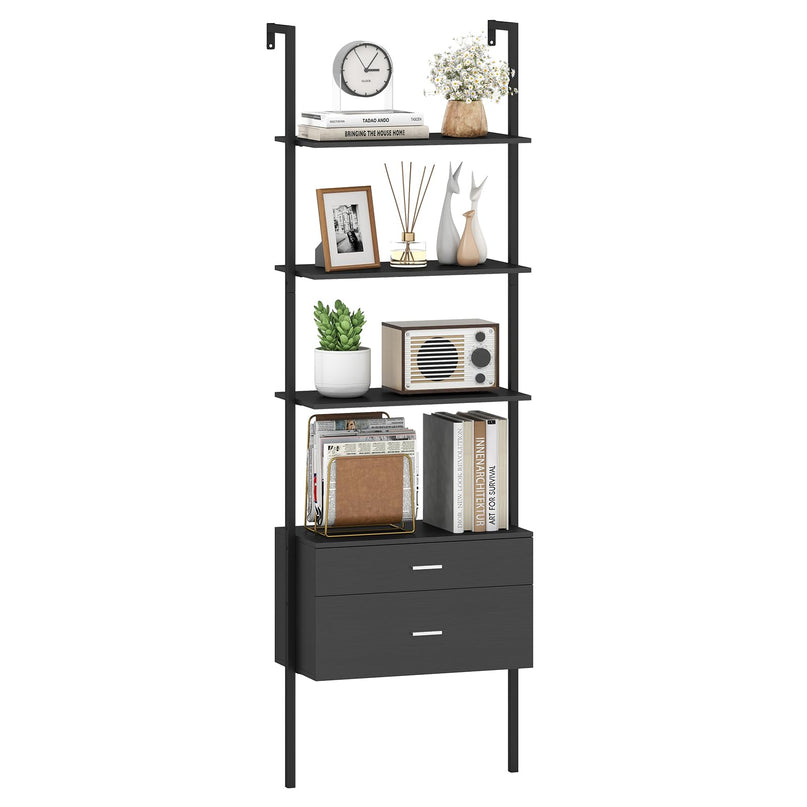 Giantex 6 Tier Ladder Bookcase with 2 Drawers for Living Room