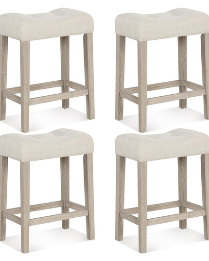Giantex 24" Bar Stools Set of 4, Upholstered Counter Height Saddle Bar Stools