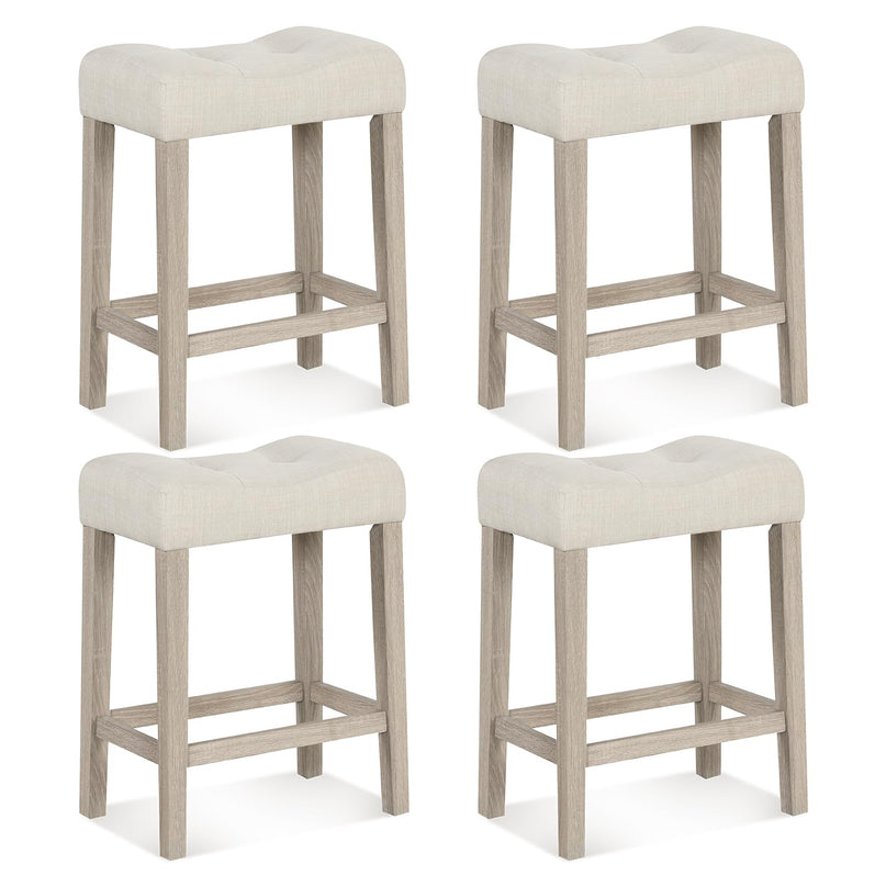 Giantex 24" Bar Stools Set of 4, Upholstered Counter Height Saddle Bar Stools