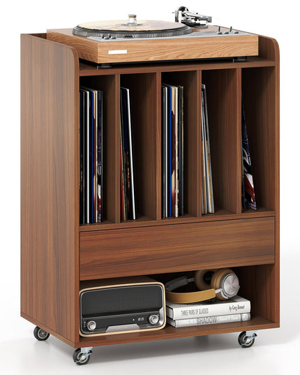 Giantex Record Player Stand Rolling Turntable Stand