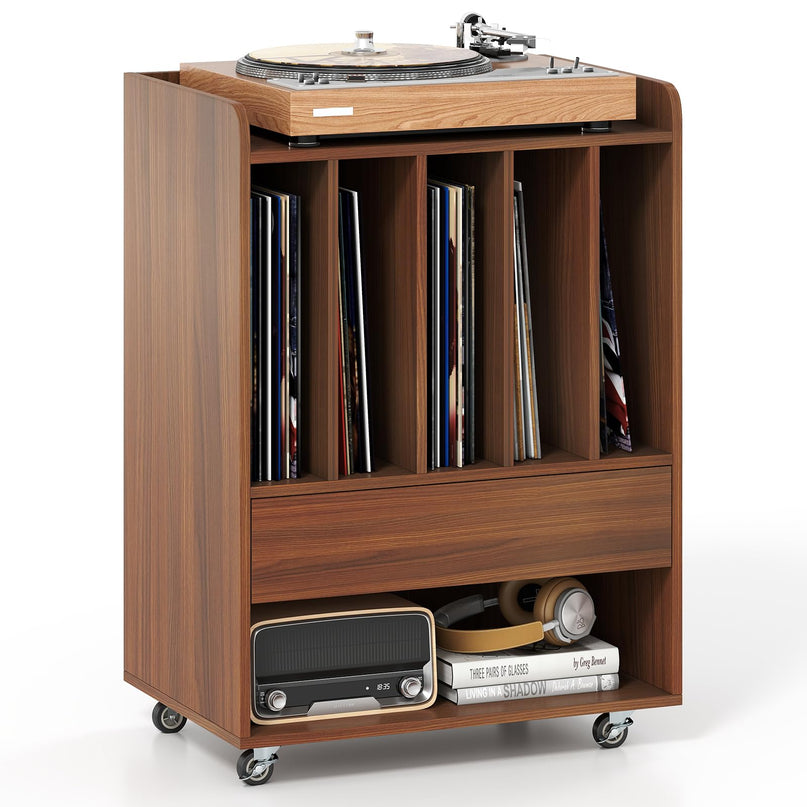 Giantex Record Player Stand Rolling Turntable Stand