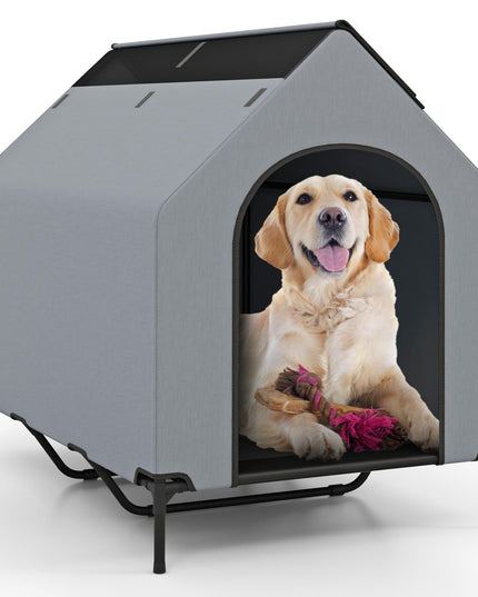 Giantex Dog House Outdoor Extra Large, Elevated Dog Bed with Weatherproof Canopy