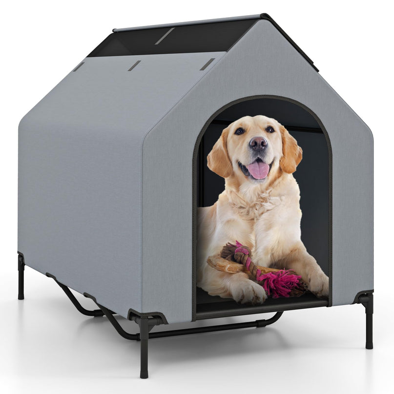 Giantex Dog House Outdoor Extra Large, Elevated Dog Bed with Weatherproof Canopy