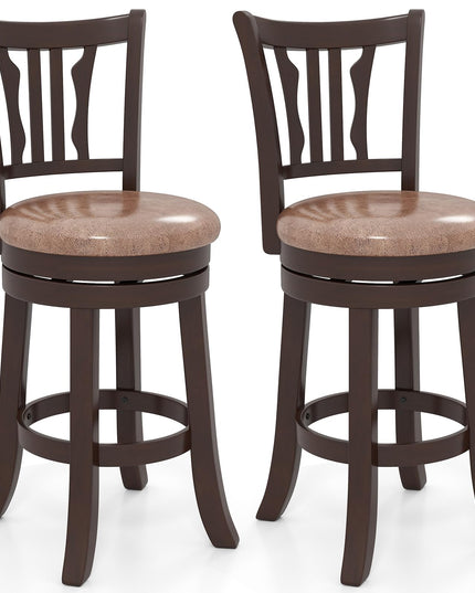 Giantex Swivel Bar Stools Set of 2/4 26"/30" Upholstered Counter Height Bar Chairs with Back