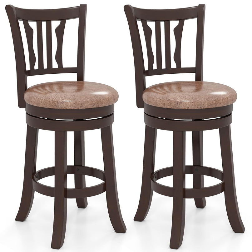 Giantex Swivel Bar Stools Set of 2/4 26"/30" Upholstered Counter Height Bar Chairs with Back