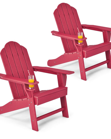 Adirondack Chair with Cup Holder, Outdoor Patio Weather Resistant Chair