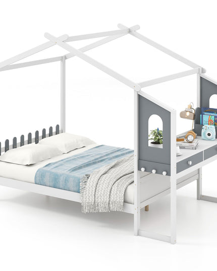 Giantex Full Size House Bed with Study Desk