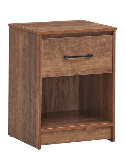 Nightstand w/Drawer, Wooden End Table w/Open Storage Compartment