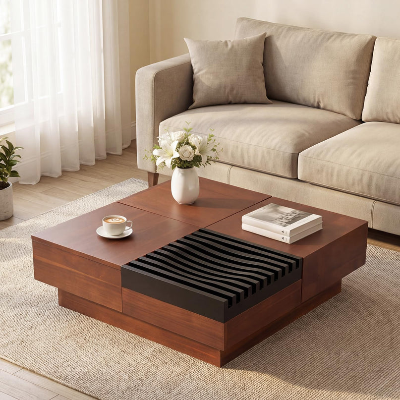 GIANTEX 32" Square Coffee Table with Sliding Top