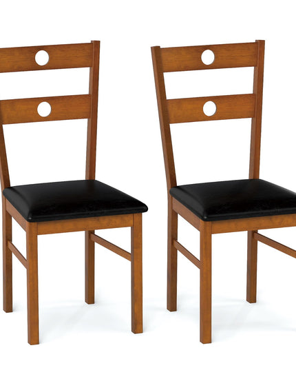 Lot de chaises de salle à manger Giantex en bois avec dossier ajouré, cadre en bois d'hévéa et assise rembourrée