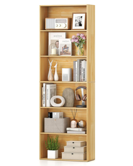 Giantex Étagère à 6 niveaux, Bibliothèque en bois de 178 cm, Meuble de rangement autoportant avec étagères ouvertes