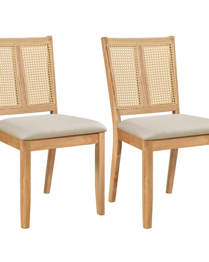 Giantex Rattan Dining Chairs Set of 2/4 w/Rubber Wood Frame