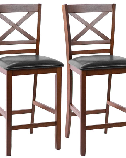 Giantex Modern 25” Counter Height Dining Pub Stools with X-Shaped Backrest, Soft Cushion & Durable PU Seat