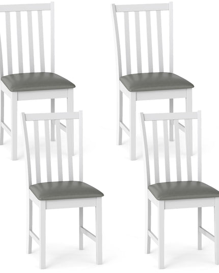 Giantex Wooden Dining Chairs Set of 2/4 Faux Leather Upholstered Kitchen Chair