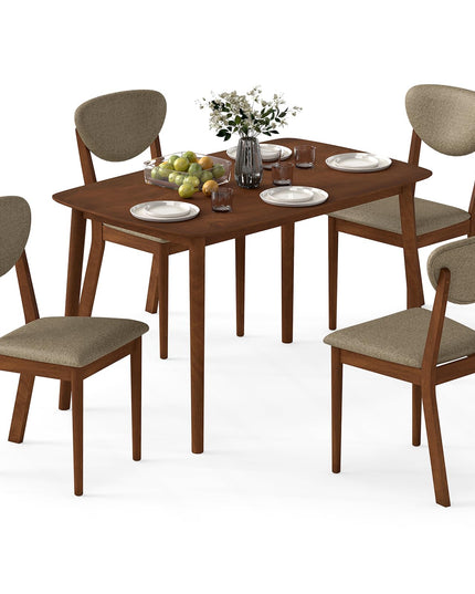 GIANTEX 5-Piece Dining Set for 4 with Rectangular Table & Fabric Chairs for Living Room