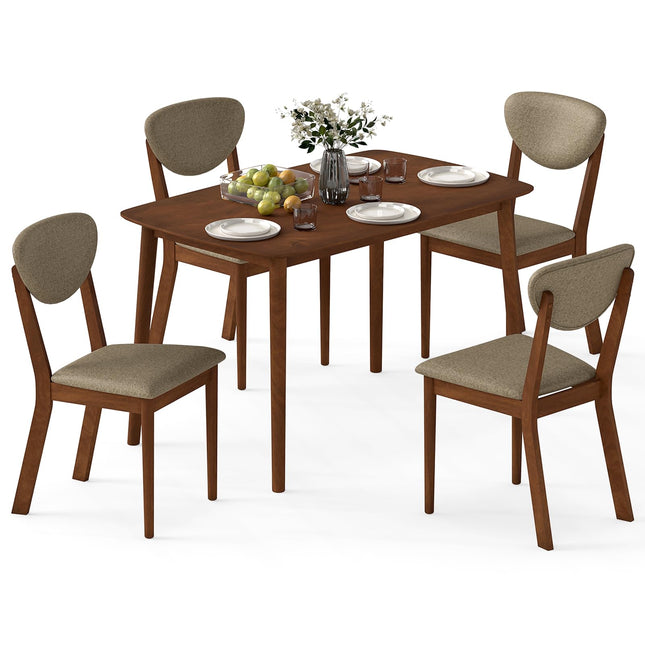 GIANTEX 5-Piece Dining Set for 4 with Rectangular Table & Fabric Chairs for Living Room
