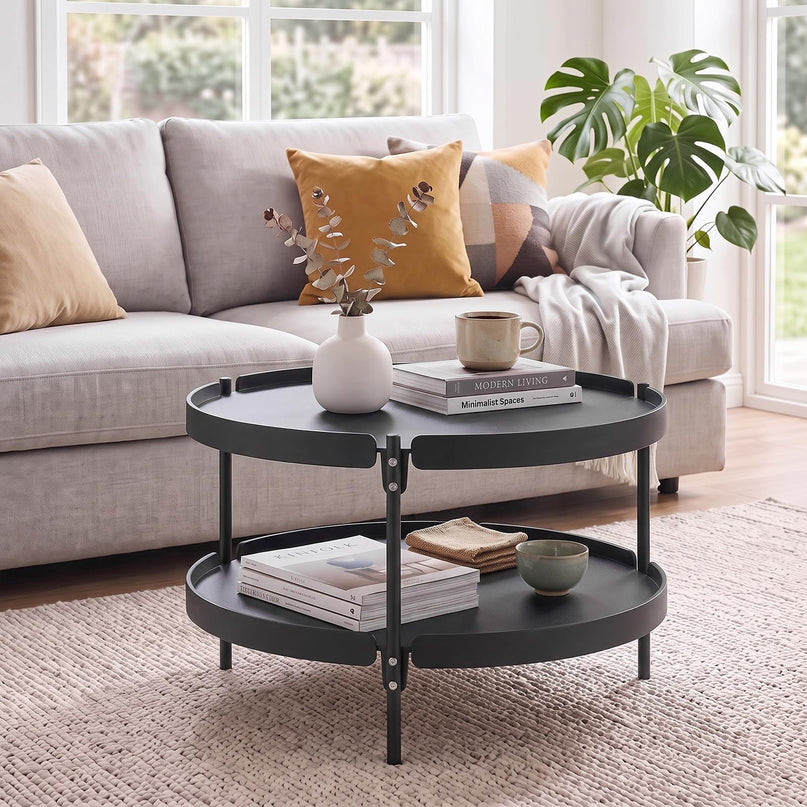GIANTEX 2-Tier Round Coffee Table with Storage