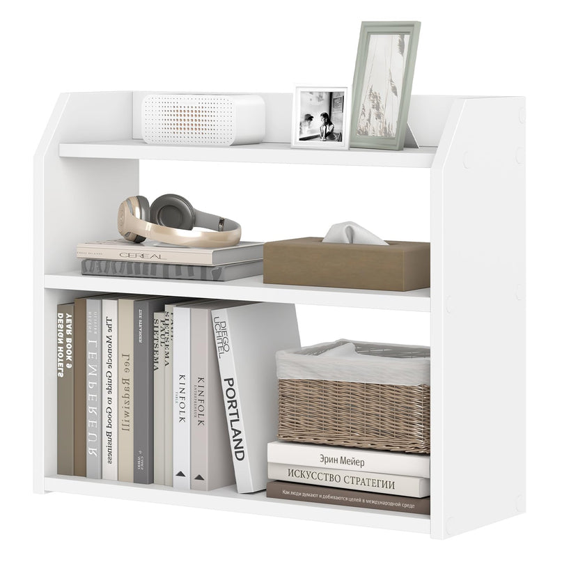 Giantex 3-Tier Small Wood Desktop Bookshelf with Raised Guardrails (1/2)