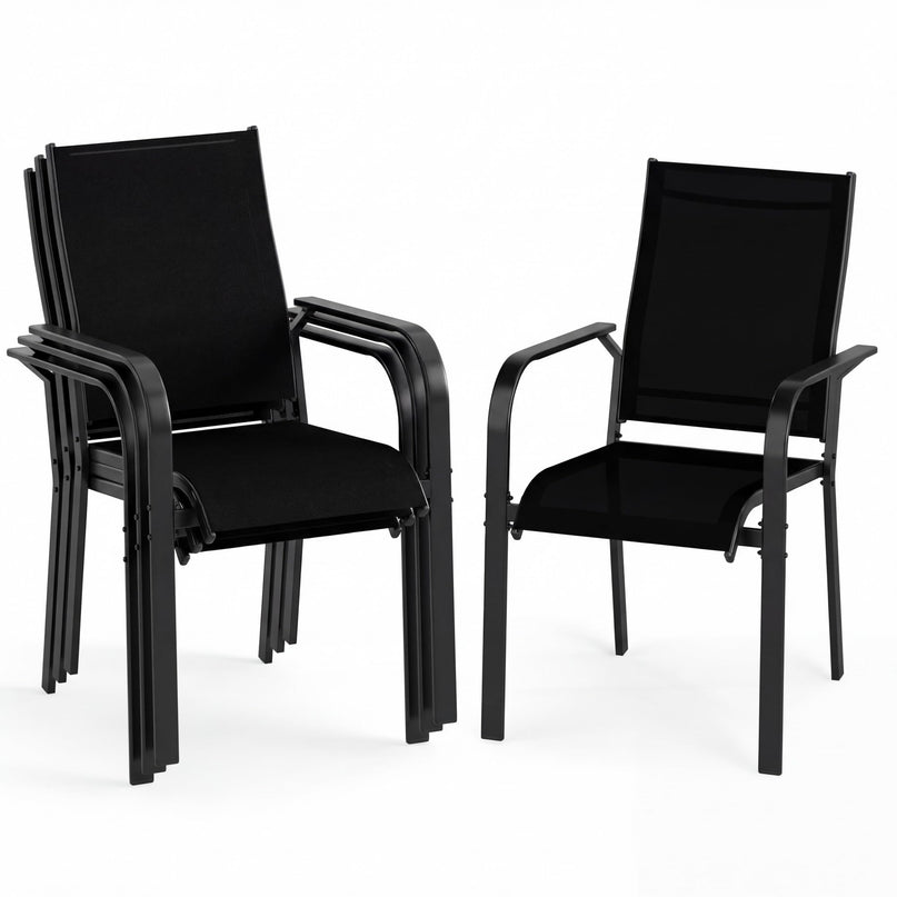 Giantex Patio Chairs Set of 2/4/6 Stackable Outdoor Dining Chairs