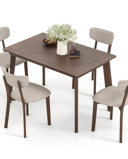 Giantex 5-Piece Dining Table Set for 4, Kitchen Table Set with 48” Dinner Table, Padded Seat, Rubber Wood Legs