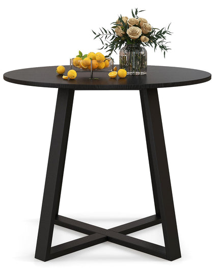 Giantex Round Dining Table, 36” Kitchen Table with Pedestal Base, Solid Rubber Wood Frame, Load 220 lbs