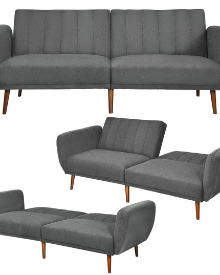 Giantex Foldable Futon Sofa Bed, Convertible Sofa Couch Upholstered Futon Sleeper Sofa with Pillow