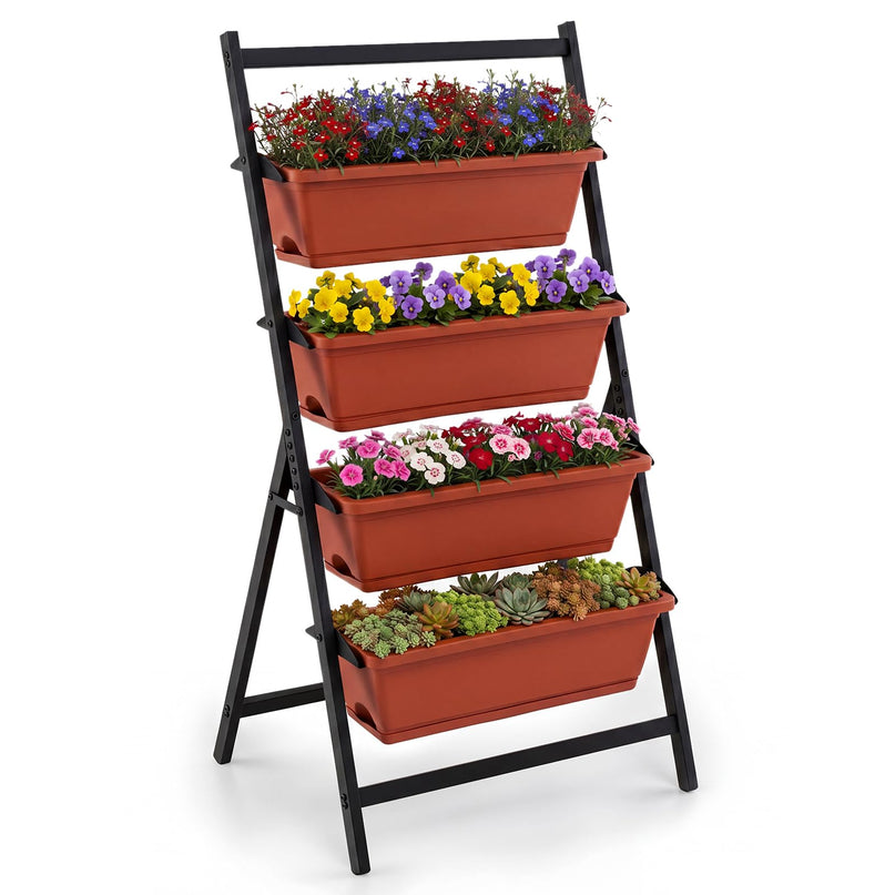 Giantex 4-Tier Vertical Garden Planter for Herbs Vegetables Flowers Fruits Indoor Outdoor