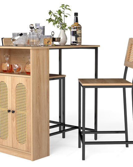 Giantex 3-Pcs Boho Rattan Dining Table Set for 2