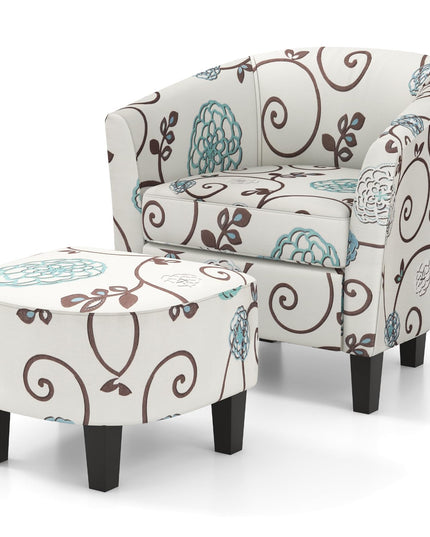 Giantex Small Accent Chair with Ottoman Set