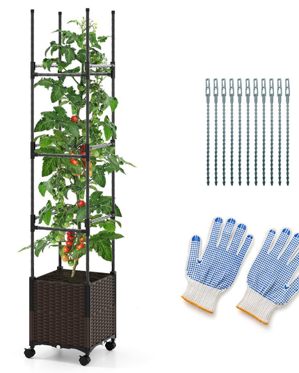 Giantex Raised Garden Bed Planter Box with Trellis