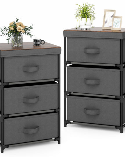 Giantex Nightstand Set of 2 with 2 Fabric Drawers